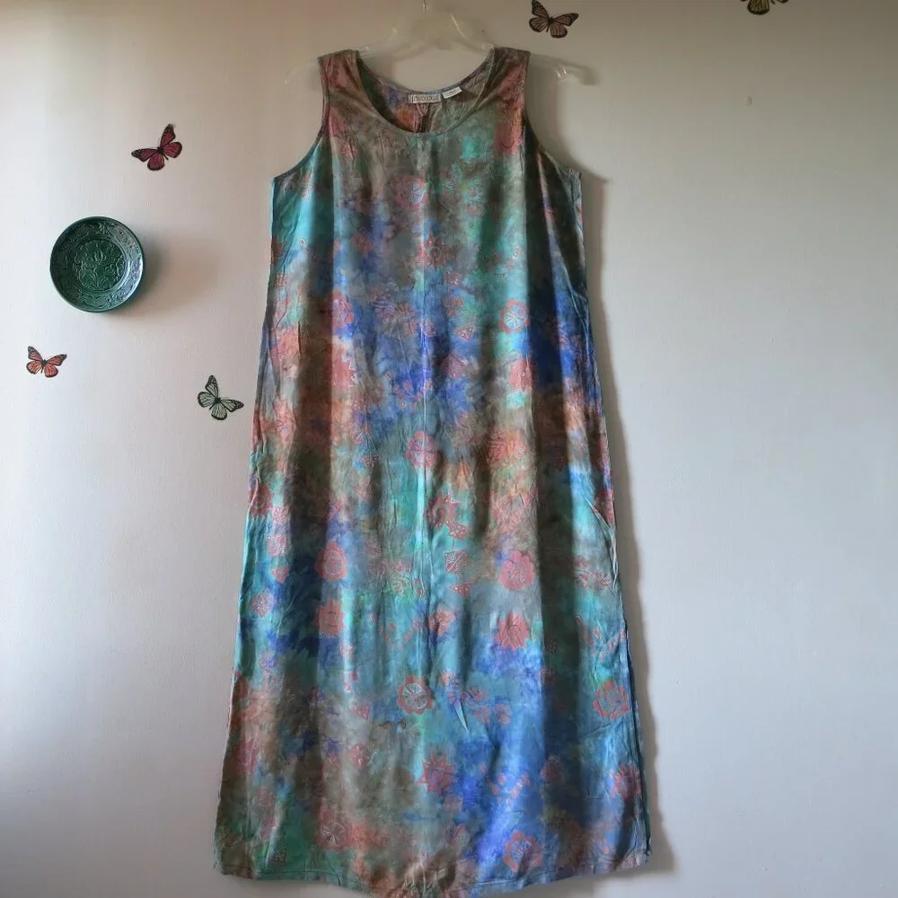 Frivolous by La Blend Hand Made Rayon Maxi Sleeveless Free Spirit Dress Size L - Picture 1 of 11